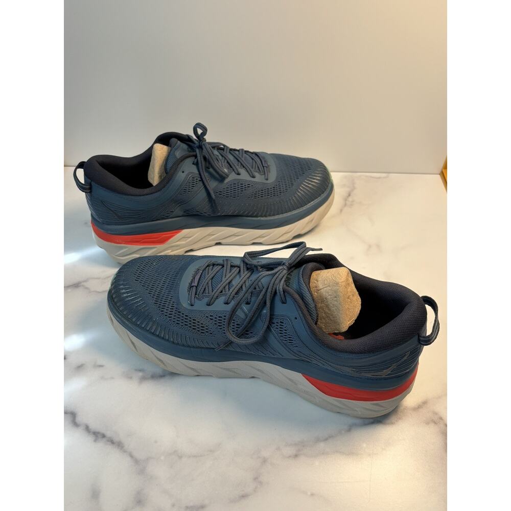 Hoka One One Bondi 7 Mens Sz 10.5 Wide Blue Running Sneakers 1110530 - Picture 4 of 12